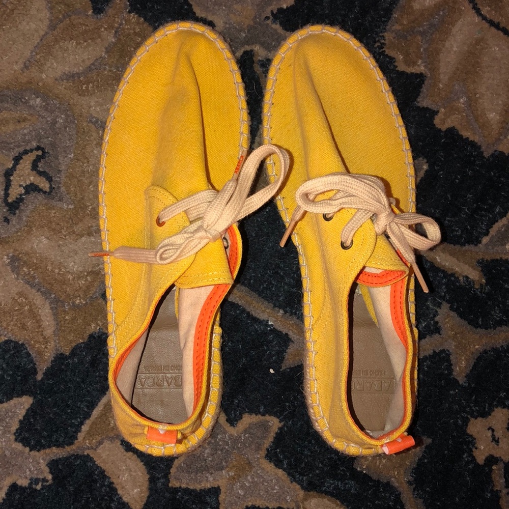 ABARCA yellow espadrille canvas tie w/ shoe bag